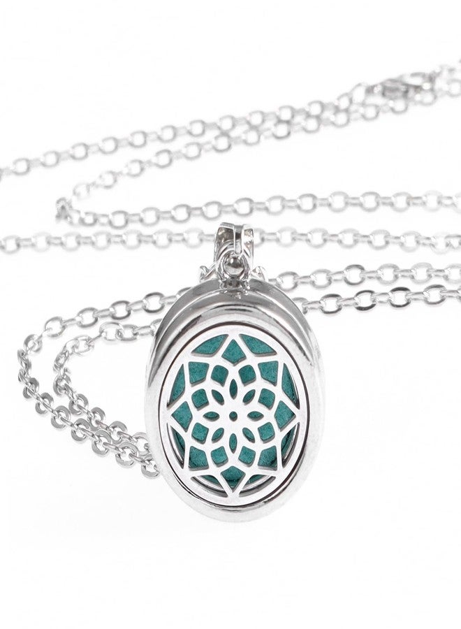 YWLI Essential Oil Diffuser Necklace Aromatherapy Locket Pendant Necklace Stainless Steel Necklace Pendant with 10 Pcs Refill Pads - Image 2